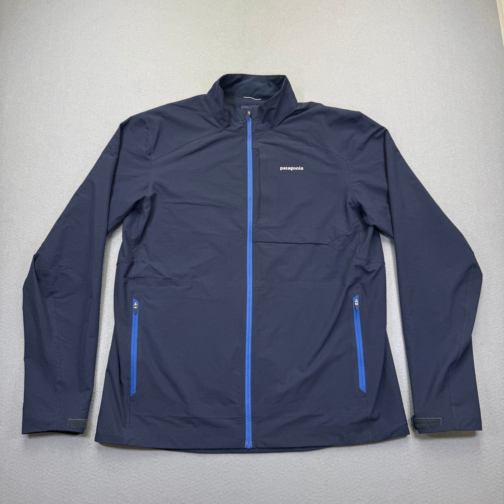 Patagonia Adze Jacket Mens Large Navy Blue Full Zip Softshell 24020 SP18